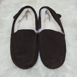 Fireside by Dearfoams Men's Shearling Lined Slippers - Dark Brown - Size 9 NEW